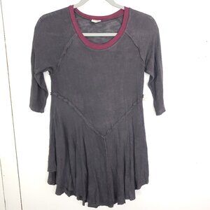 NWT Free People Gray and Burgundy Blouse